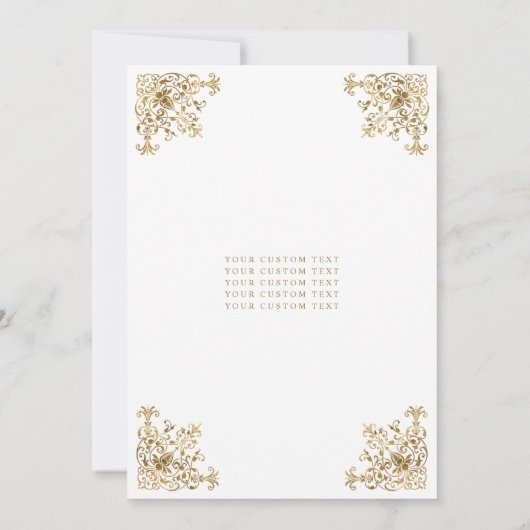 Klassiek  witgoud Lijst Tiara Quinceanera Kaart (Achterkant)