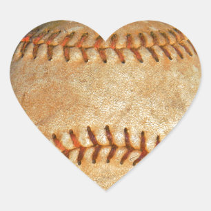 Klassiek witte honkbal met rode stiksels hart sticker