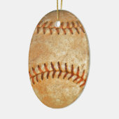 Klassiek witte honkbal met rode stiksels keramisch ornament (Links)