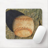 Klassiek witte honkbal met rode stiksels muismat (Met muis)