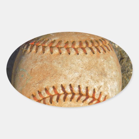 Klassiek witte honkbal met rode stiksels ovale sticker (Voorkant)