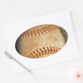 Klassiek witte honkbal met rode stiksels ovale sticker (Envelop)