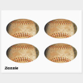 Klassiek witte honkbal met rode stiksels ovale sticker (Vel)