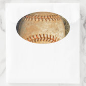 Klassiek witte honkbal met rode stiksels ovale sticker (Tas)