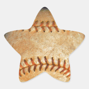 Klassiek witte honkbal met rode stiksels ster sticker