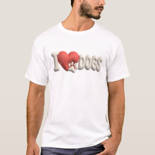 Klassiek Witte I LOVE DOGS Kunstwerk Creatie T-shirt