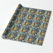 Klassiek Witte Konijn met Kerstlantaarn Cadeaupapier (Uitgerold)