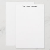 Klassiek Witte Minimalistische Eenvoudige Eleganti Briefpapier (Voorkant / Achterkant)