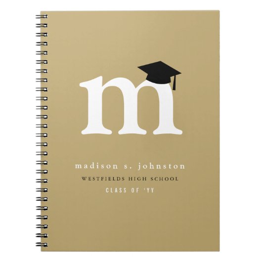 Klassiek Witte Monogram en Metselbord Afstuderen Notitieboek (Voorkant)