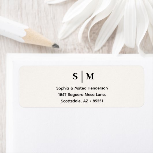 Klassiek Witte Trouwadres met Monogram Etiket (Insitu)