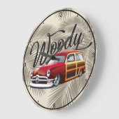  Klassiek Woody Surf Wagon Beach Hot Rod Car Grote Klok (Hoek)