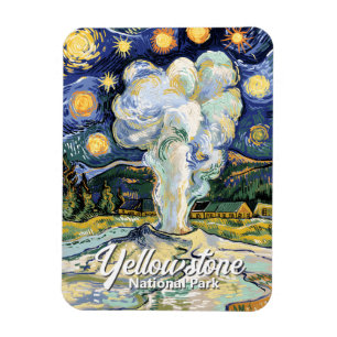 Klassiek Yellowstone Old Faithful Van Gogh stijl Magneet