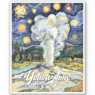 Klassiek Yellowstone Old Faithful Van Gogh stijl Sticker
