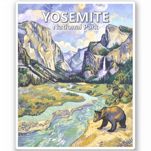 Klassiek Yosemite El Capitan Bear Tunnel View Schi Sticker (Voorkant)