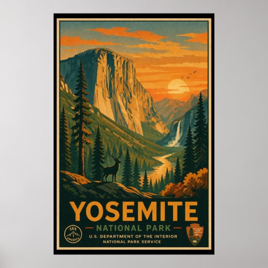 Klassiek Yosemite National Park Poster (Voorkant)