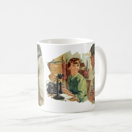 Klassiek zakelijk kantoor, CEO-baas en secretaress Koffiemok (Voorkant rechts)