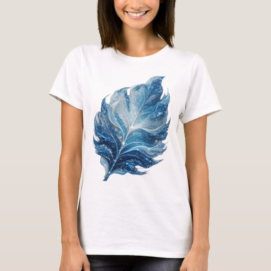 Klassiek Zilver BLUE STAR LEAF Modern Design T-shirt (Voorkant)