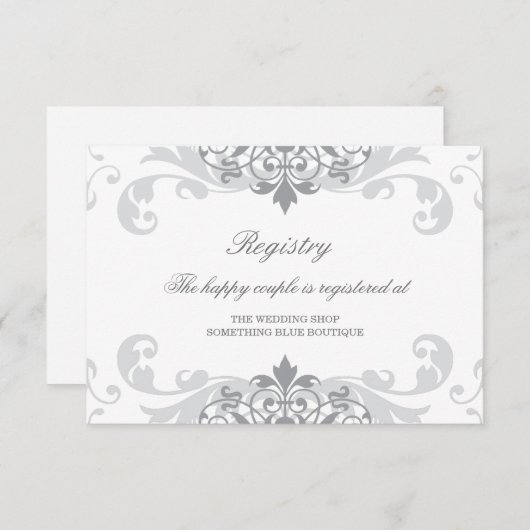 Klassiek zilver grijs Ironworks bruiloft register Informatiekaartje (Voorkant / Achterkant)