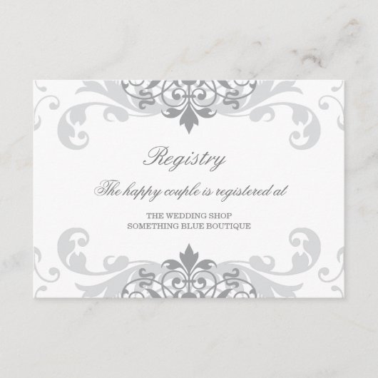 Klassiek zilver grijs Ironworks bruiloft register Informatiekaartje (Voorkant)