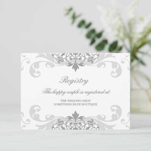 Klassiek zilver grijs Ironworks bruiloft register Informatiekaartje (Staand voorkant)