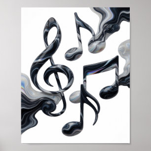 Klassiek Zilver MUSIC IN MOTION Aangepast ontwerp Poster