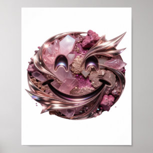Klassiek zilver ROZE KRISTALLEN EN METALEN SIERADE Poster