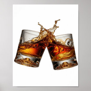 Klassiek Zilver WHISKY SPLASH Design Poster