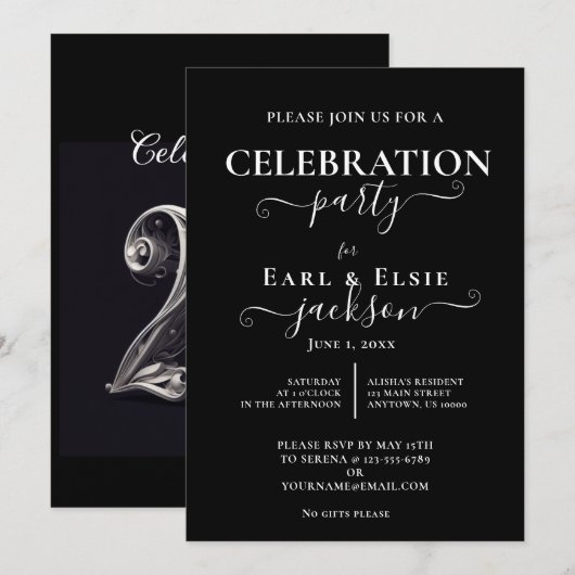 KLASSIEK ZILVEREN 25E TROUWJUBILEUM KAART (Voorkant / Achterkant)