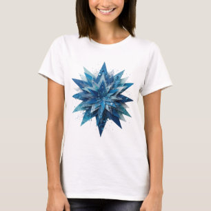 Klassiek zilveren BLUE STAR artistiek motief T-shirt
