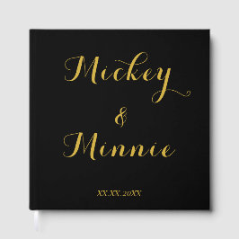 Klassiek zwart 30x30 cm gastenboek met aangepaste 