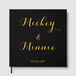 Klassiek zwart 30x30 cm gastenboek met aangepaste 