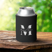 Klassiek Zwart | Aangepaste Monogram Huwelijk Brui Blikjeskoeler