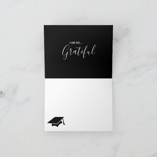 Klassiek zwart | Afstuderen op de middelbare schoo Bedankkaart (Binnen)