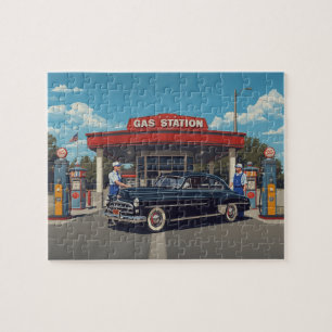 Klassiek Zwart Auto uit de Jaren 50 bij Oude Benzi Legpuzzel