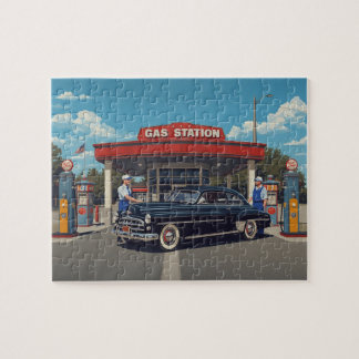Klassiek Zwart Auto uit de Jaren 50 bij Oude Benzi Legpuzzel