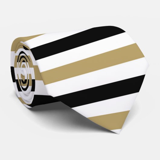 Klassiek zwart beige streeppatroon stropdas (Opgerold)