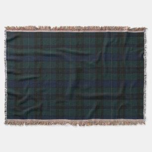 Klassiek zwart Black Watch tartan donkergroen mari Deken