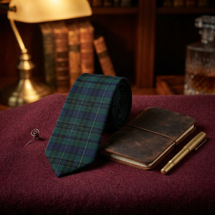 Klassiek zwart Black Watch tartan donkergroen mari Stropdas