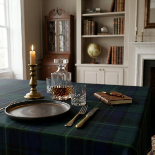 Klassiek zwart Black Watch-tartan donkergroen mari Tafelkleed