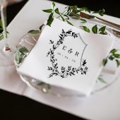 Klassiek zwart blad kuif bruiloft monogram servet