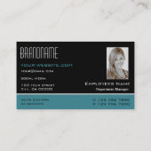 Klassiek zwart Blauwgroen wit met foto Professiona Visitekaartje (Achterkant)
