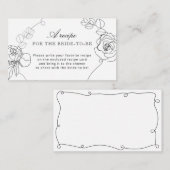 Klassiek zwart bloem bruidsdouche recept verzoek  informatiekaartje (Voorkant / Achterkant)