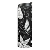 Klassiek zwart bloemig op maat thermosbeker (Gedraaid links)