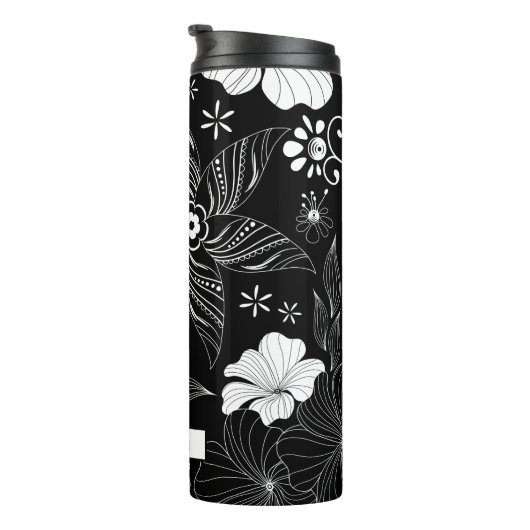 Klassiek zwart bloemig op maat thermosbeker (Geroteerd rechts)