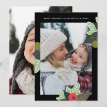 Klassiek Zwart Botanisch Frame Twee Foto Kerstmis