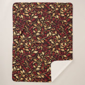 Klassiek zwart, Bourgondië en goud kerstgebladerte Sherpa Deken (Voorkant)