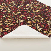 Klassiek zwart, Bourgondië en goud kerstgebladerte Sherpa Deken (3/4)