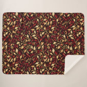 Klassiek zwart, Bourgondië en goud kerstgebladerte Sherpa Deken (Voorkant (horizontaal))