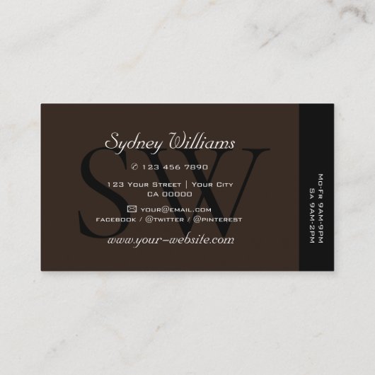 Klassiek Zwart Bruin Wit met Groot Monogram Visitekaartje (Achterkant)