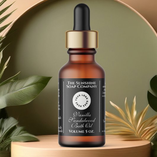 Klassiek zwart cosmetica druppelaar flesetiket etiket